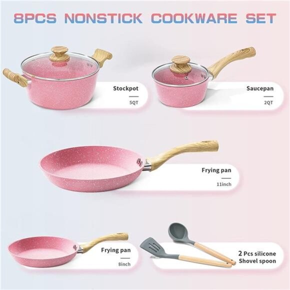Nonstick Cookware Sets, 8 Piece Pots and Pans Set, Granite Stone Cookware - Picture 5 of 6